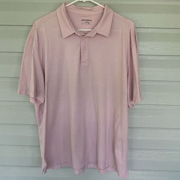 UNTUCKit PINK AND WHITE STRIPED POLO X-LARGE - Picture 1 of 9